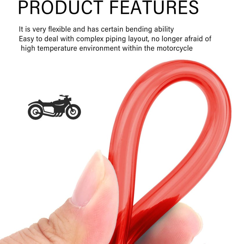 Figpade ID 5mm x OD 8mm Motorcycle Fuel Line Hose,Flexible Fuel Hose with Anti-aging PVC for Fuels Gas Transportation,Professional Gas Line Hoses for Motorcycle Petrol Diesel System (Red) - Image 4